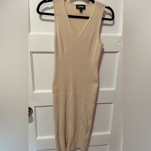 Express Ribbed V-Neck Midi Sweater Dress